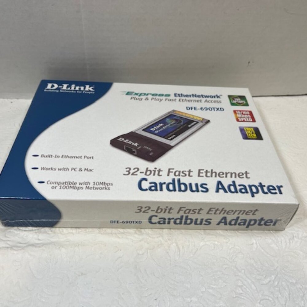 New D-Link CardBus Adapter 10/100 Fast Ethernet PC Card DFE-690TXD 32 Bit